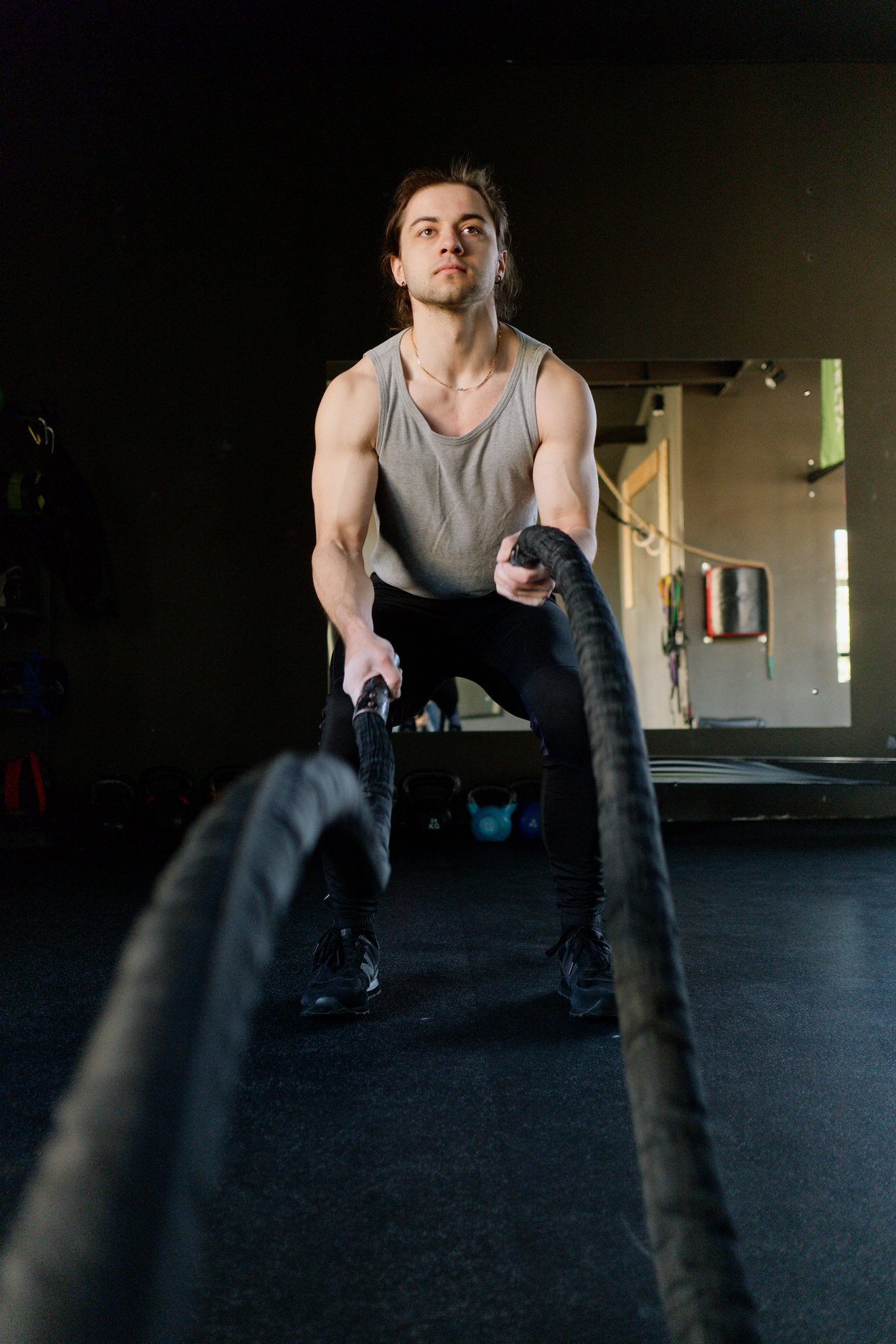 Man Exercising at a Gym